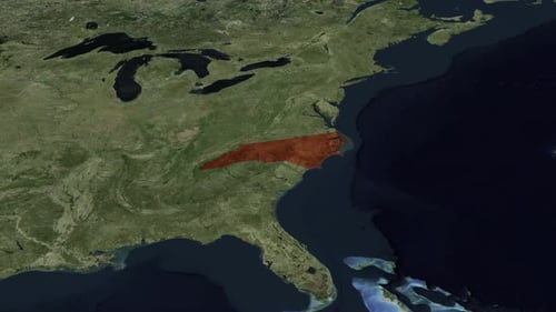 Map Zoom Animation Highlighting North Carolina State
