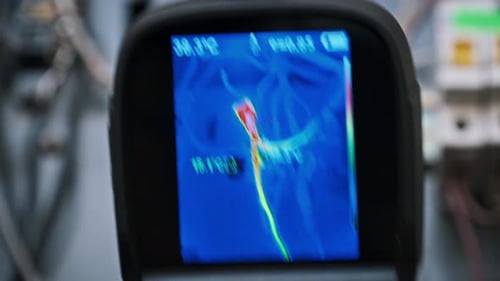 Thermal Camera Inspecting Electrical Equipment in an Industrial Setting