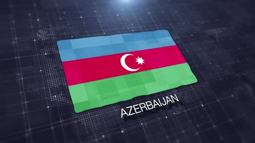 Animated Azerbaijan Flag Display on Digital Map
