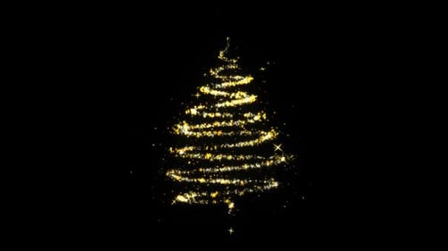 Goldener Glitzer-Weihnachtsbaum mit Sternpartikeln