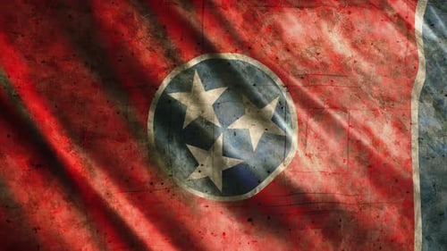 Distressed Tennessee State Flag Waving with Grunge Texture