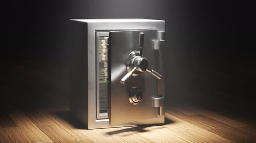Animated 3D Safe Opening to Reveal Money