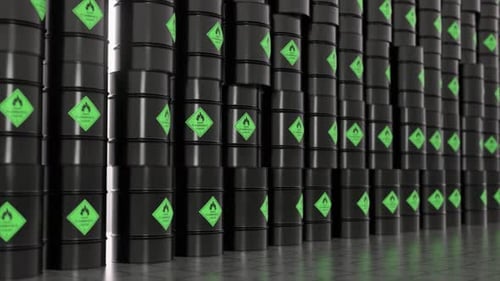 Infinite Scrolling Black Flammable Liquid Barrels