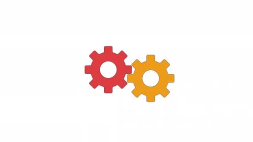 Flat Design Interlocking Gears Technology Animation