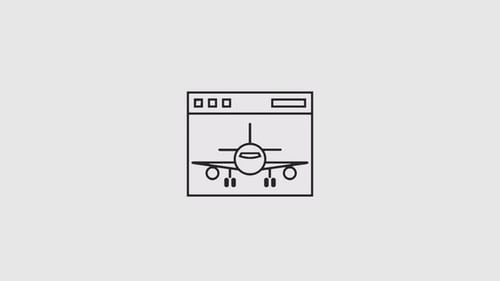 Flat Design Airplane Icon Animation in Browser Frame
