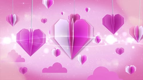 Flying Pink Paper Heart