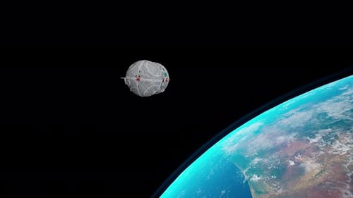Satellite View Of Earth With Spaceship In Orbit