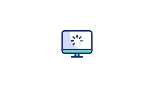 Animated Computer Monitor Icon with Loading Spinner