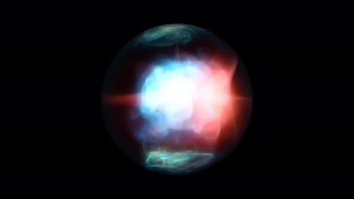 Esfera de energia abstrata com partículas brilhantes brilhantes, átomo de alta tecnologia futurista científica de energia