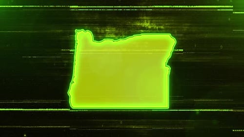 Oregon Digital Futuristic Glitch Map