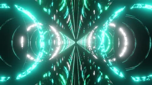 White Cyan And Blue Rings Vj Loop Tunnel Background