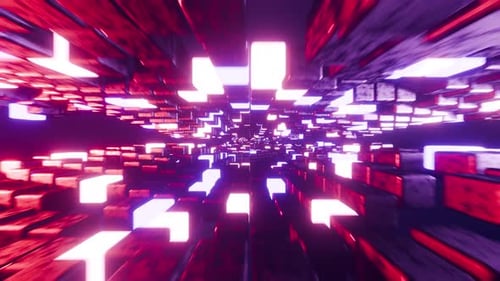Pierres violettes à mur déplacé avec cubes de néon Vj Animation Seamless Loop