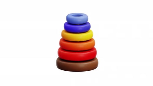 3D Animated Colorful Toy Ring Stack for Educational Content