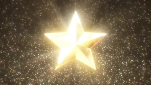 Shining Golden Star with Sparkling Particles Animation Loop