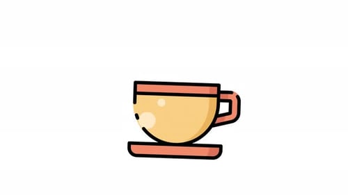 Cup of coffee on a saucer icon animation video design
