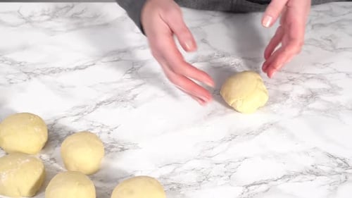 Step By Step Dividing Bread Dough to Bake Homemade Brioche Buns