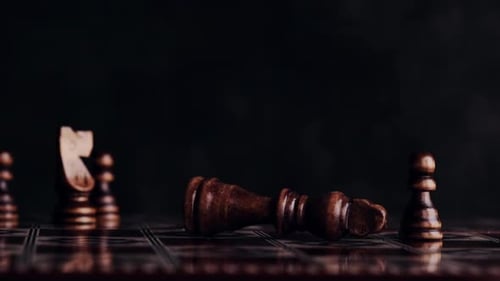 Fallen King on Chessboard Close Up