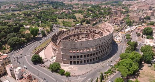 Aerial View of the Ancient Colosseum in Rome
