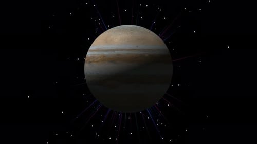Jupitar planet rotated animated. Planet Jupiter space, stars background .Vd1070