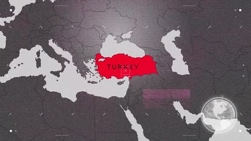Turkey Map Red And Gray With Effects