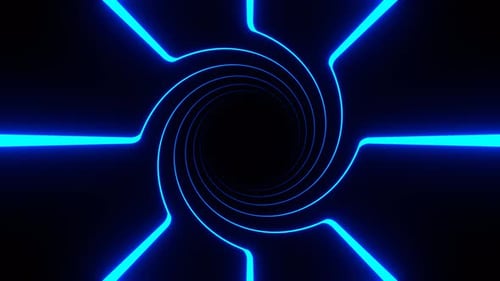 Blue Rotating Spiral Neon Lines Background Vj Loop In 4K