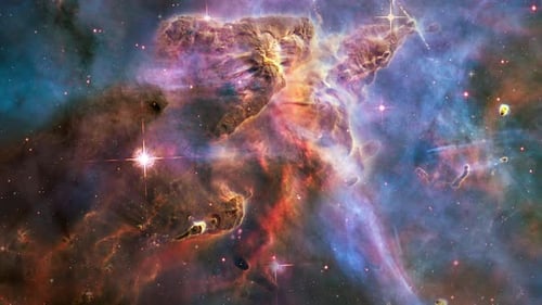Abstract Evolving Nebula with Twinkling Stars Background