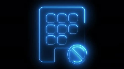 Neon Glowing Building and Restricted Access Icon Loop