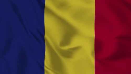 Romania National Flag Waving Animation Loop