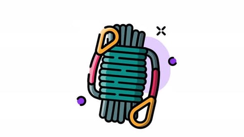 Animated Climbing Rope and Carabiner Modern Icon