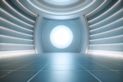 podium Futuristic showcase with platform for product displaying. Empty modern stage display