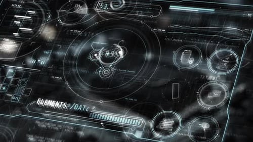Futuristic Headup Display Showing Data Analysis and Processing Information