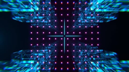 Cyan And Pink Fantastic Neon Cyber Techno Frame Background Vj Loop In 4K