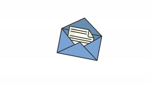 gráfico em movimento de animação de símbolo de ícone de e-mail para elemento de negócios e plano de fundo do modelo