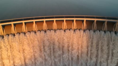 Dam reservoir spillway expelling water, Gariep Dam South Africa, Baffle Blocks 4K 30fps - 30sec