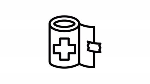 Animated Medical Bandage with Cross Outline Icon