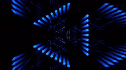 Blue Neon Electronic Light Panel In The Infinite Tunnel Background Vj Loop In 4K