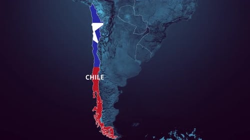 Chile Map Outline Flag Reveal Animation