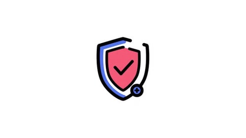 Animated Medical Security Icon with Stethoscope and Checkmark