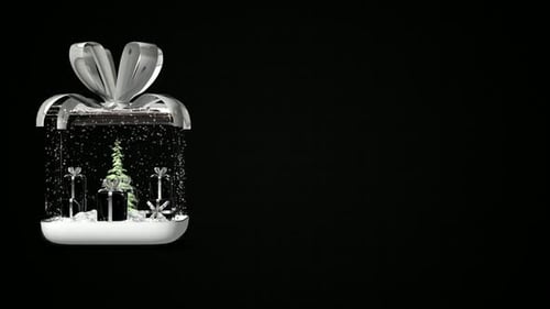 Christmas Snow Globe Gift Box with Falling Snow and Presents Loop