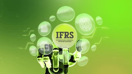 Futuristic AI Hand Reveals International Financial Reporting Standards