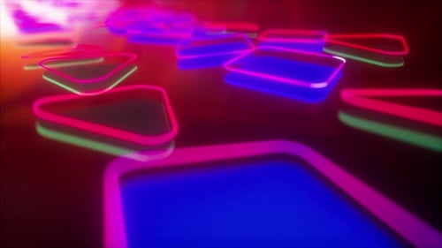 3D Neon Geometric Shapes