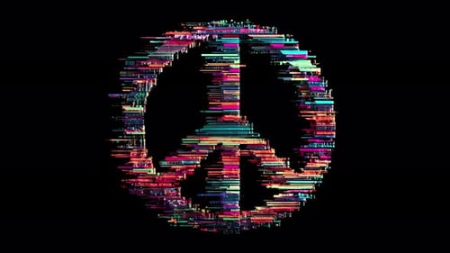 Colorful Glitch Peace Symbol Dynamic Animation