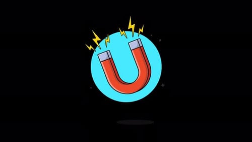 Flat Design Magnet Icon Animation with Lightning