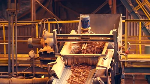 Industrial Conveyor Belt System Transporting Gravel