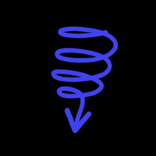 Hand-drawn Spiral Arrow Down Reveal Animation