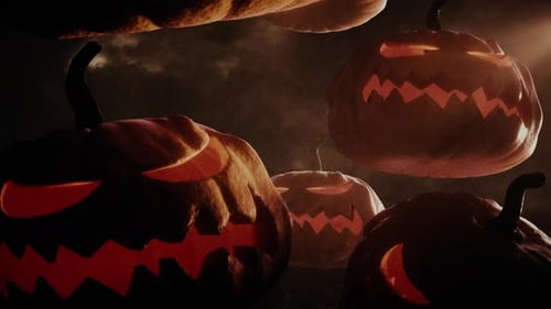 Falling Pumpkins In Storm Halloween Loop
