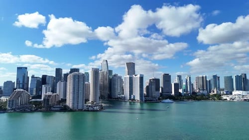 Aerial View of Miami Florida Downtown City Skyline