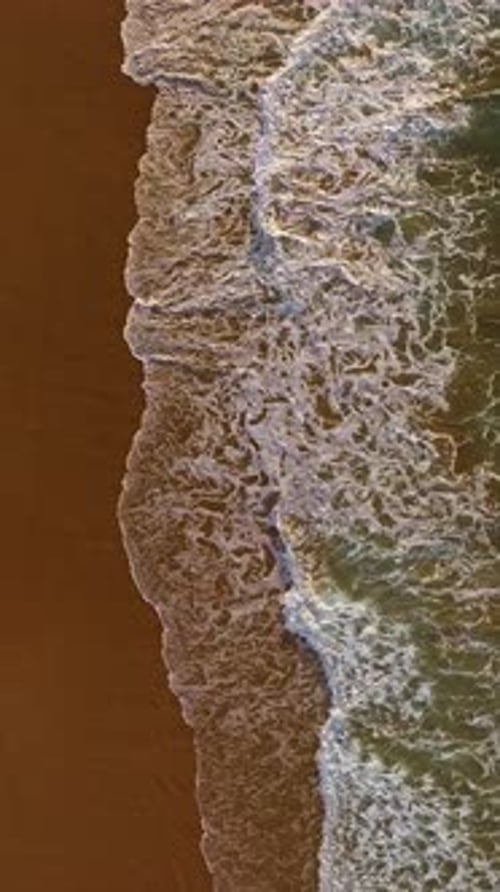 Ocean Waves Sandy Shoreline Aerial Top View Waves Caress Ocean Edge Beauty Oceanic Coast Portugal