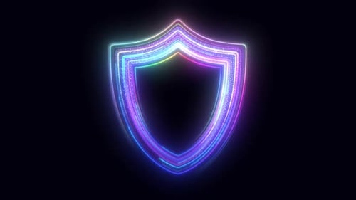 Neon Glowing Cyber Shield Animation Loop