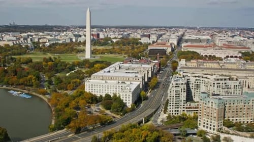 Cinematic And Beautiful View Of Washington DC Cityscape, USA